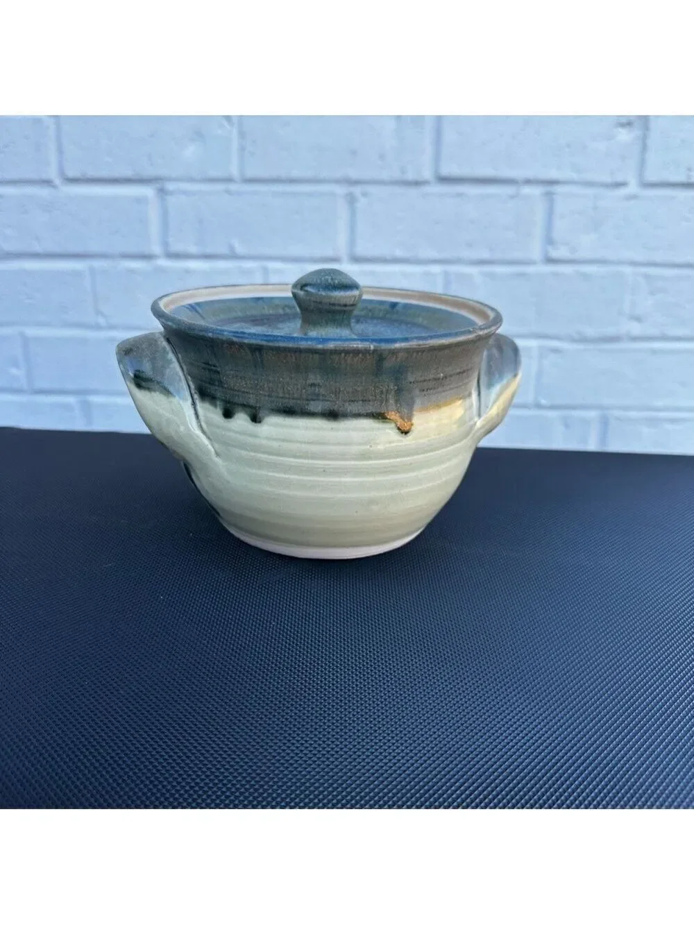 Handcrafted Ceramic Art Pottery Casserole Dish Lid+Loop+Handles Signed by Artist